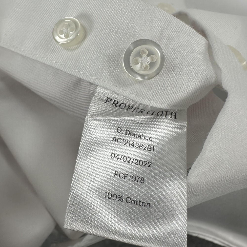 Proper Cloth Lot Of 2 Shirts Mens‎ 17.5 White Short Sleeve Button Down Cotton - Picture 14 of 16